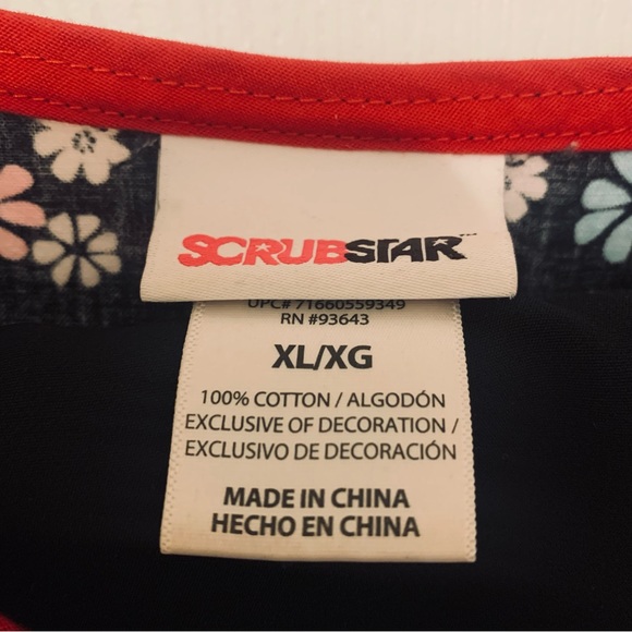 Scrub Star Top Size XL Black/Flowers Cherokee Purple Pants Woman Scrubs Size 2XL - Picture 3 of 9